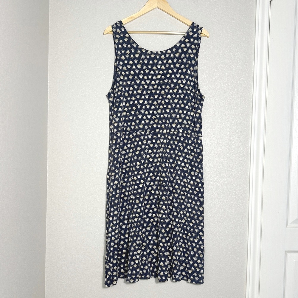 Gudrun Sjödén Sleeveless Dress Charcoal Gray/Blue Floral XL Whimsical Scandi Art - Picture 2 of 9